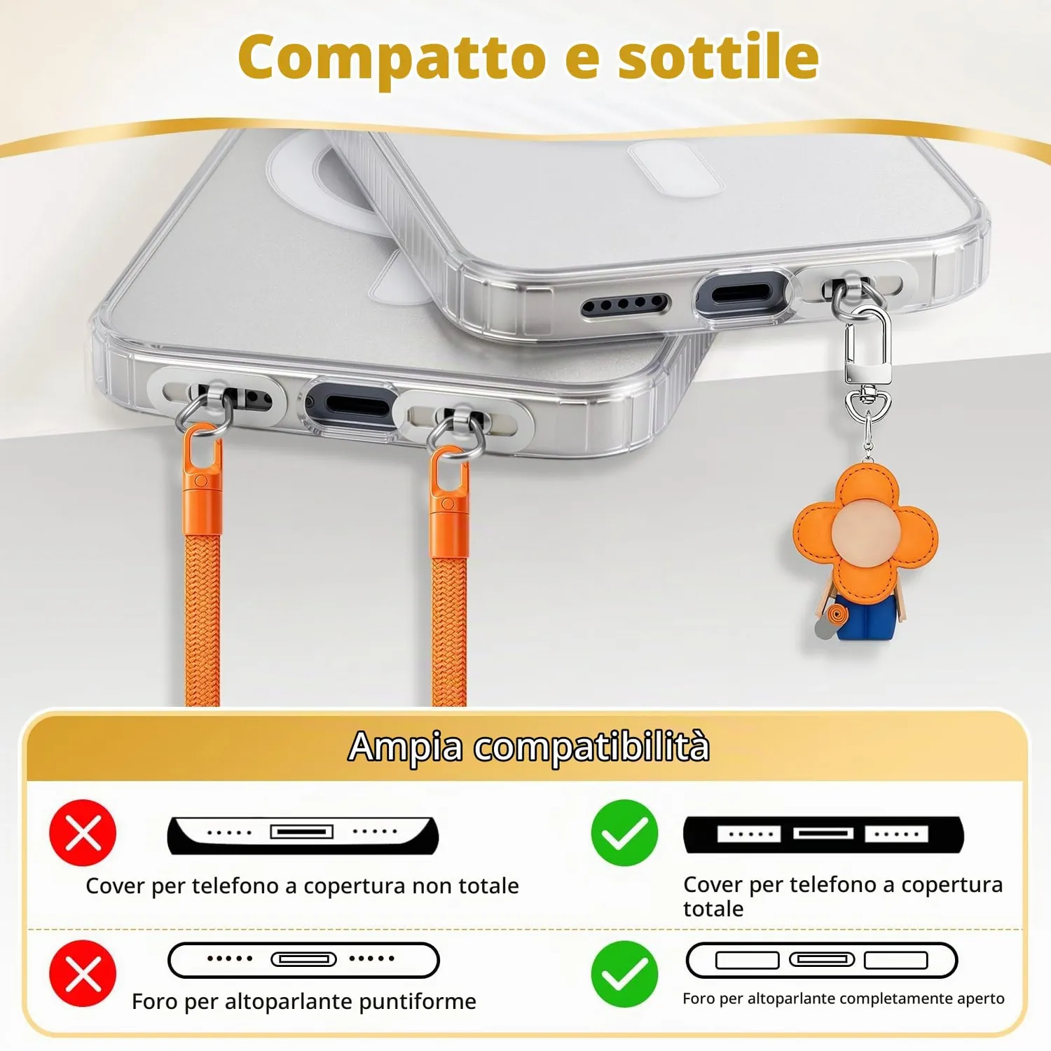MoKo Patch Cordino Smartphone Acciaio Argento 6 Pezzi