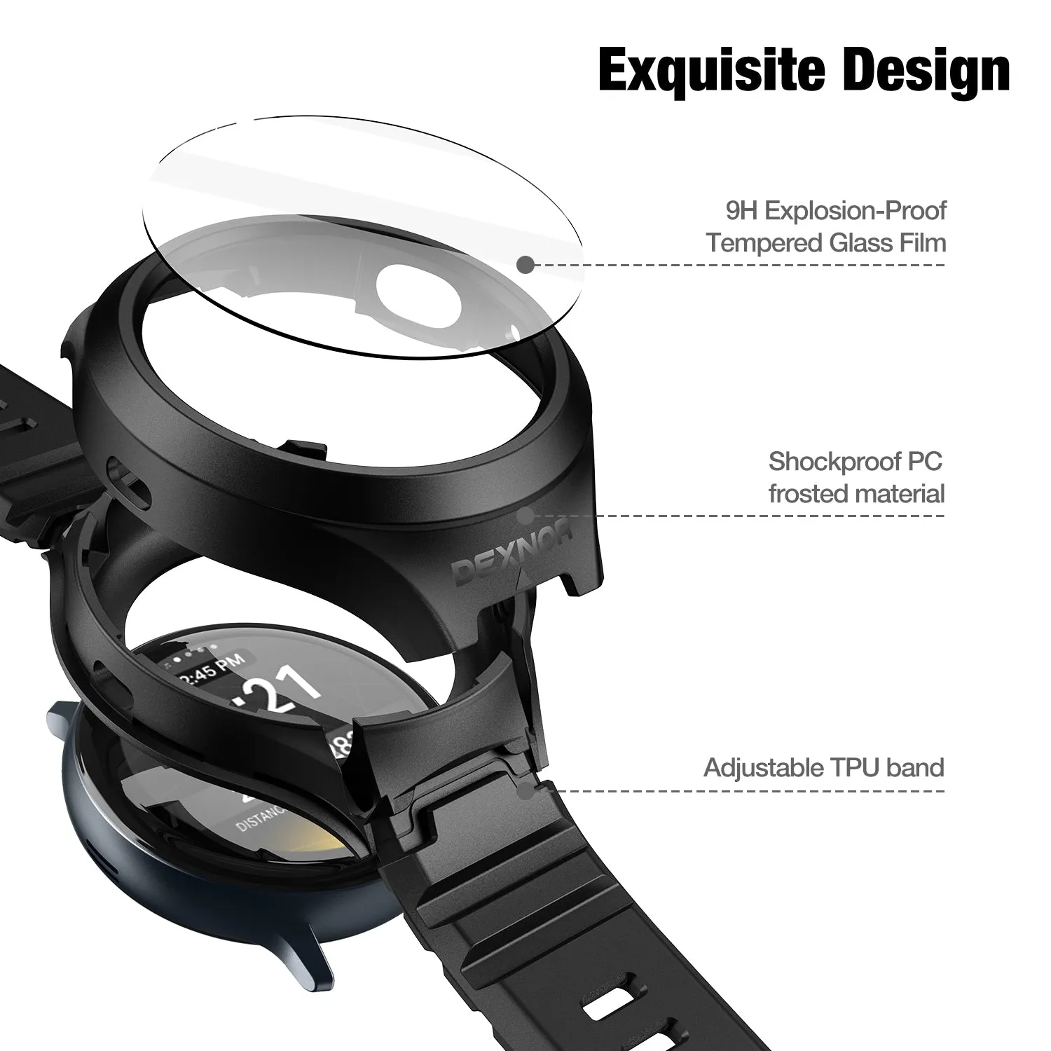 Dexnor Galaxy Watch Active 2 44mm cover orologio nero antiurto