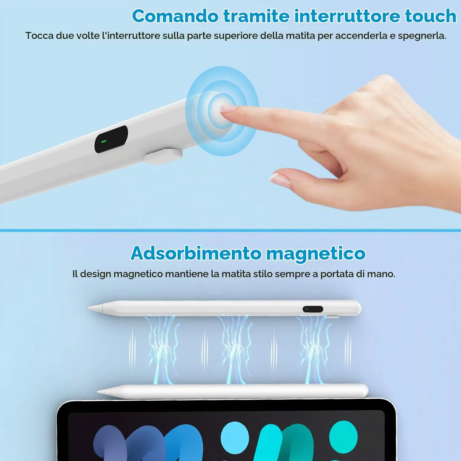MoKo Penna Stilo iPad 2018-2024 USB-C LED Tilt 10 Ore