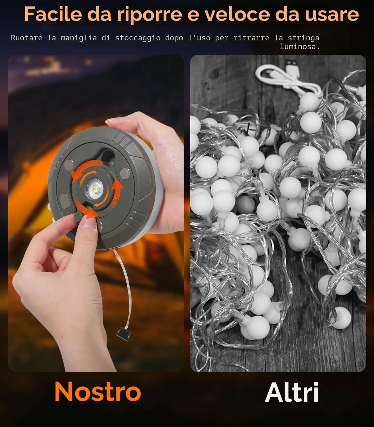 MoKo Luci Stringa Campeggio Ricaricabili Gialle