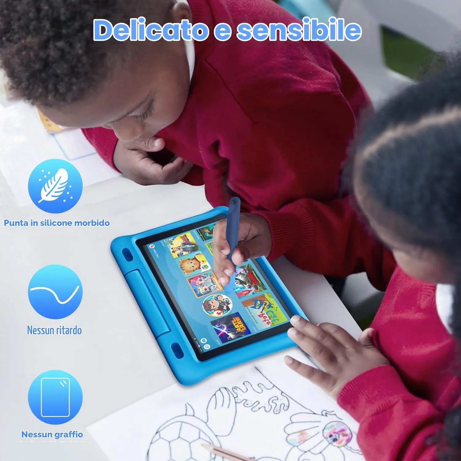 MoKo Stilo Touchscreen Bambini 2 Pezzi Blu+Viola Morbido