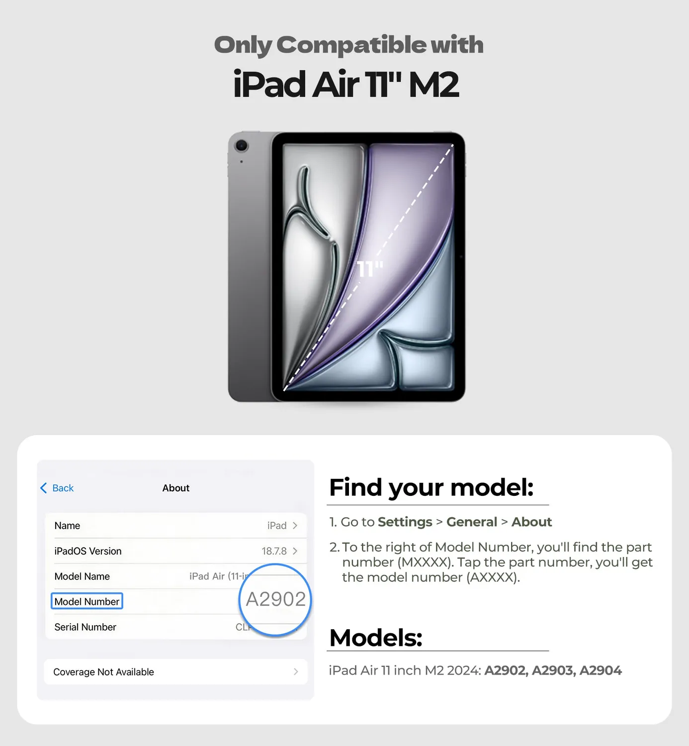 Dexnor iPad Air 11 M2 2024 custodia nera 360° con tracolla