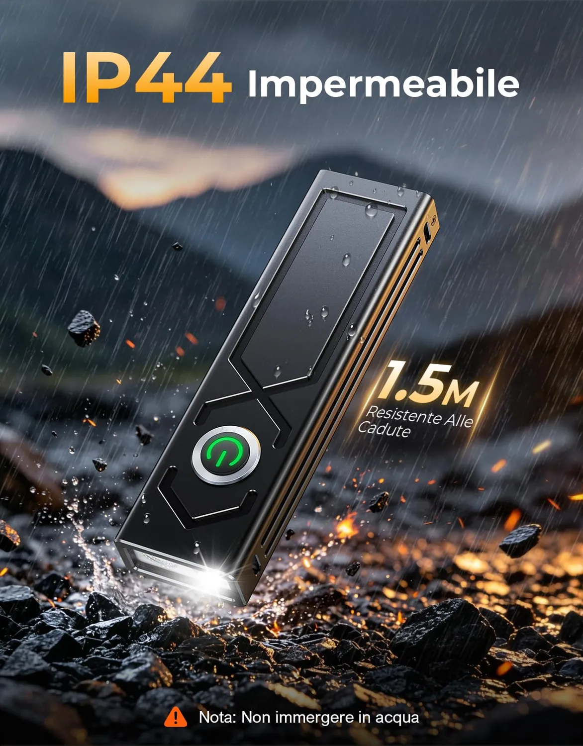 EOIWUY Torcia LED Ricaricabile 1300 LM 4-in-1 UV Magnetica