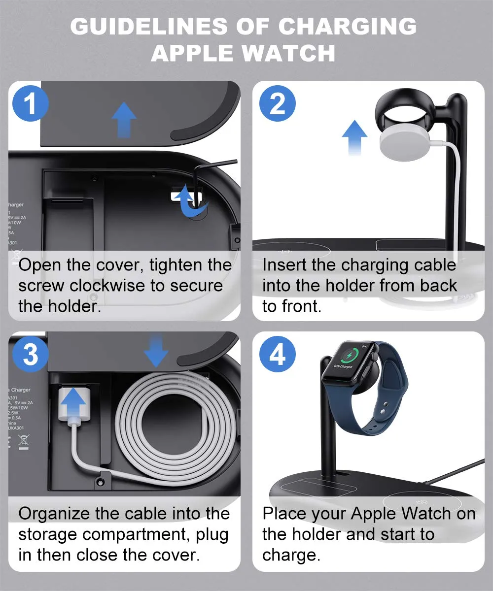 MoKo stazione ricarica wireless 3in1 Qi iPhone Watch AirPods