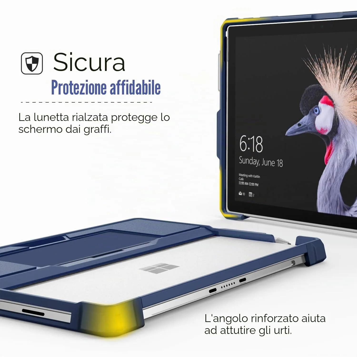 MoKo Cover Surface Pro 7+/7/6/5/4 Custodia TPU Blu Cinghia
