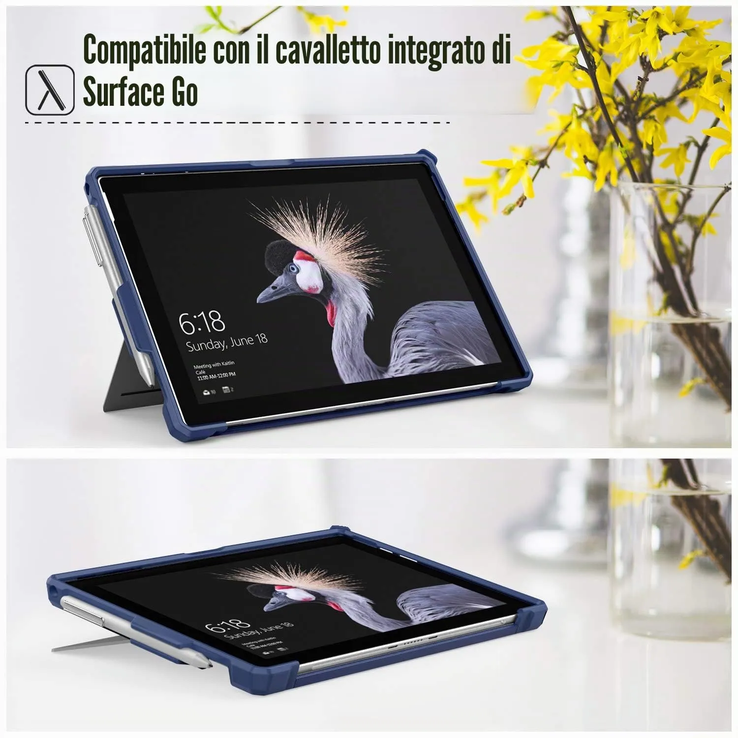 MoKo Cover Surface Pro 7+/7/6/5/4 Custodia TPU Blu Cinghia
