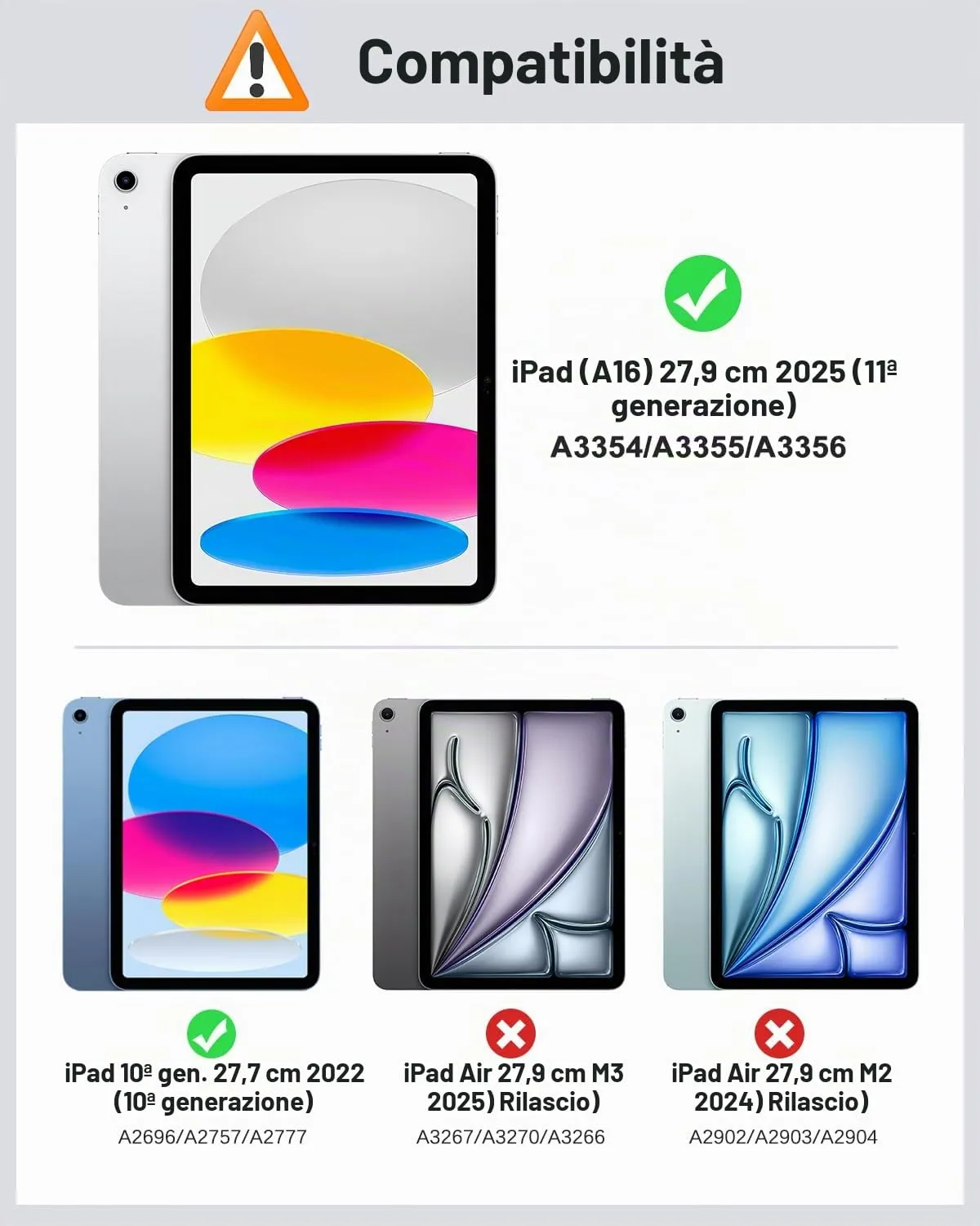 MoKo Cover iPad A16 11/10 Gen 11/10.9" Argento Trasparente