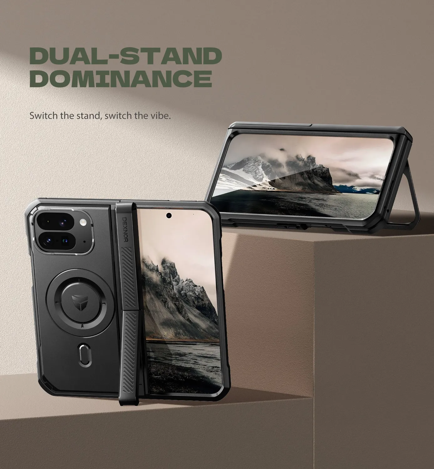 Dexnor cover Pixel 10 Pro Fold nera two-stand