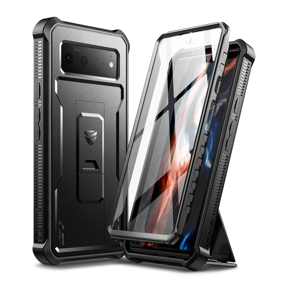 Dexnor Pixel 6 custodia nera rugged con stand e pellicola