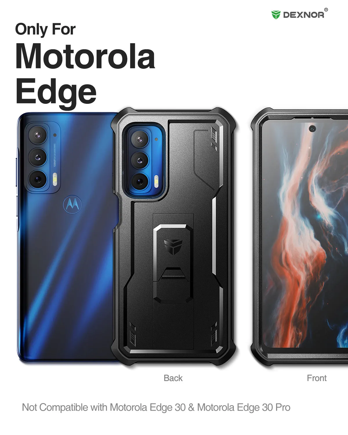 Dexnor Moto Edge 2021 custodia nera con stand