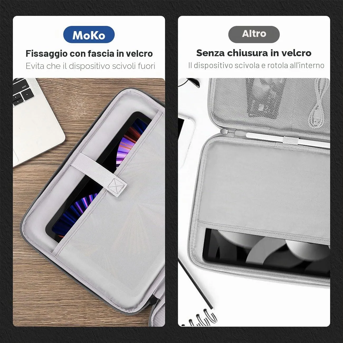 MoKo Custodia Tablet 9-11 Pollici Grigio Chiaro Tasche