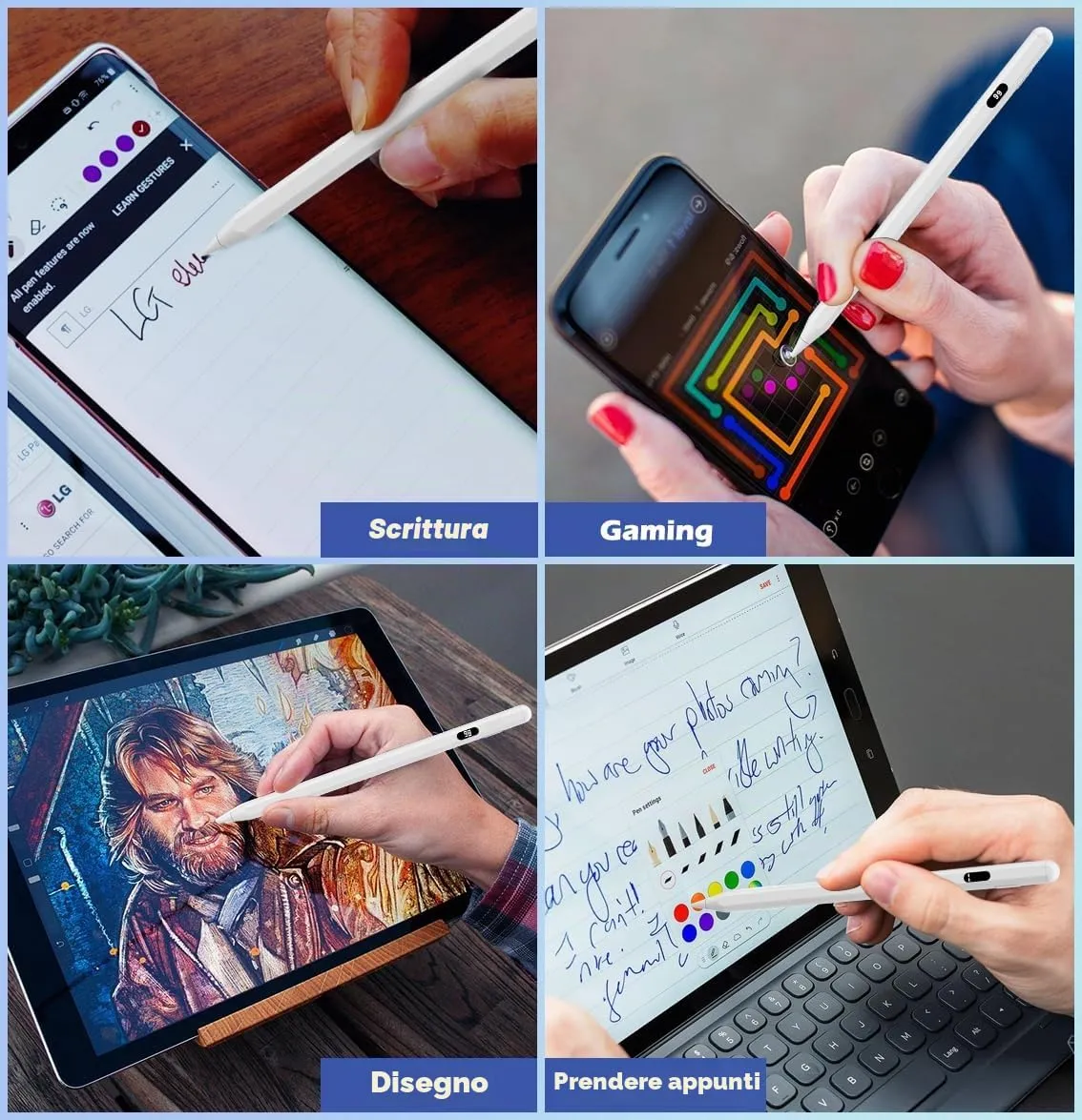 MoKo Penna Stilo Touch Display Bianco 4 Punte