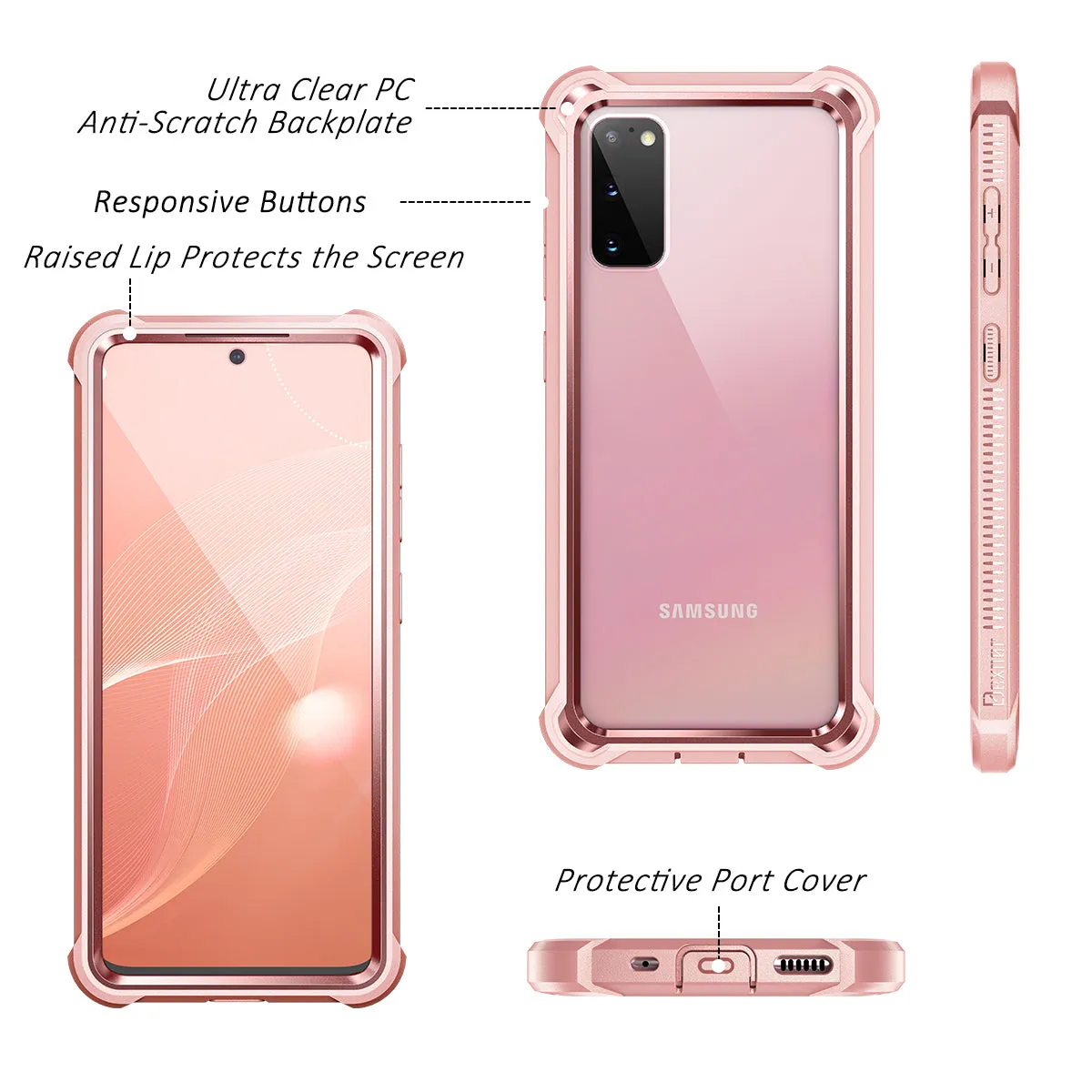 Dexnor Galaxy S20 custodia rosa 360 trasparente