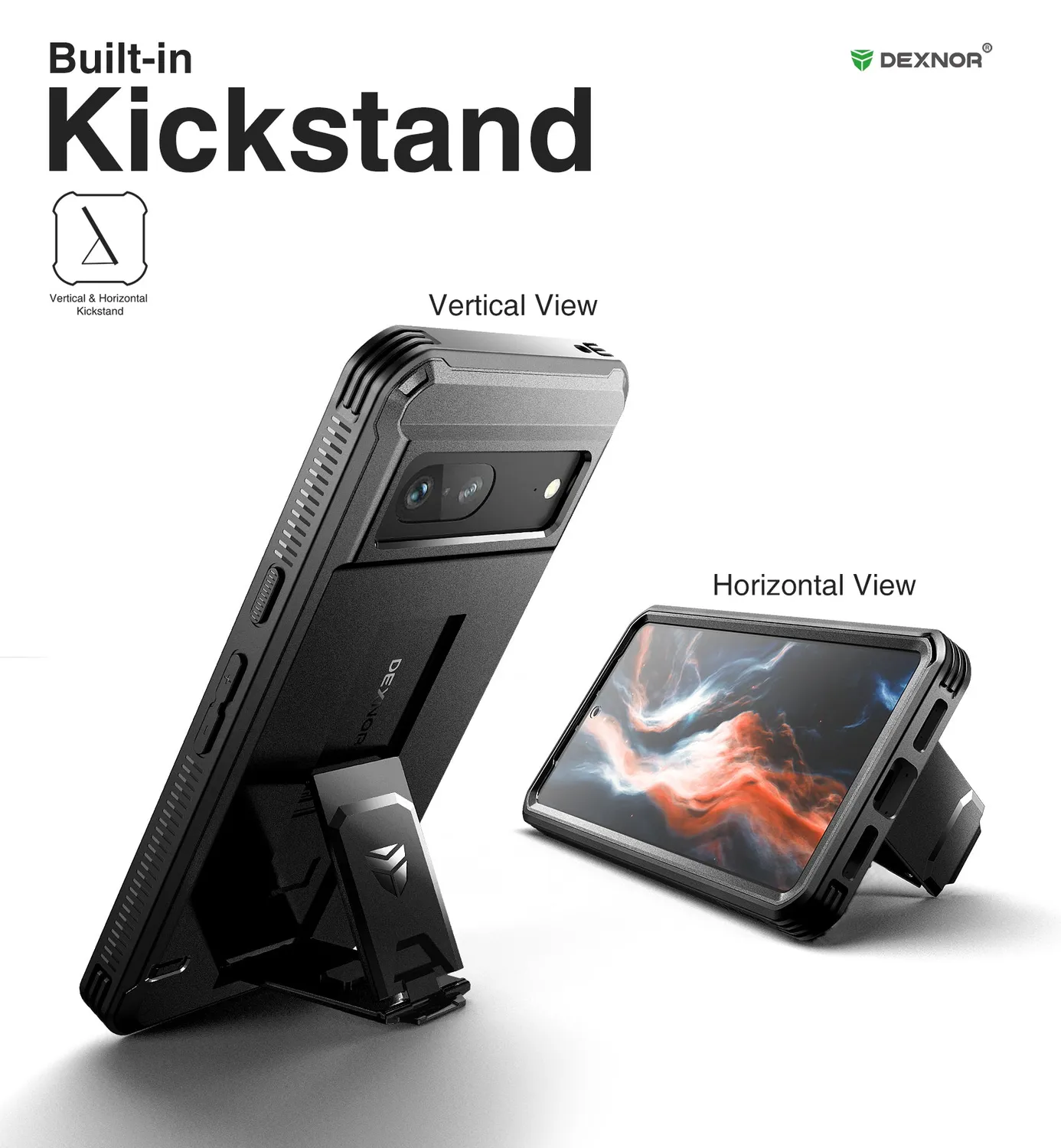 Dexnor Cover Google Pixel 7 Nera Full-Body con Stand