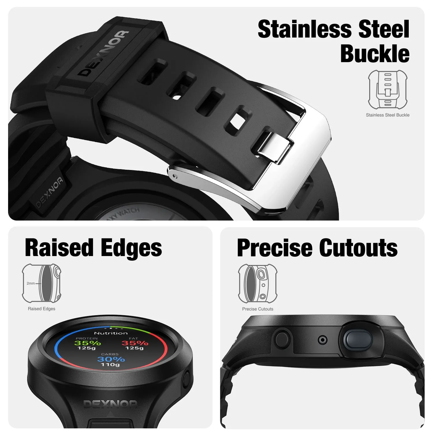 Dexnor Galaxy Watch Active 2 44mm cover orologio nero antiurto