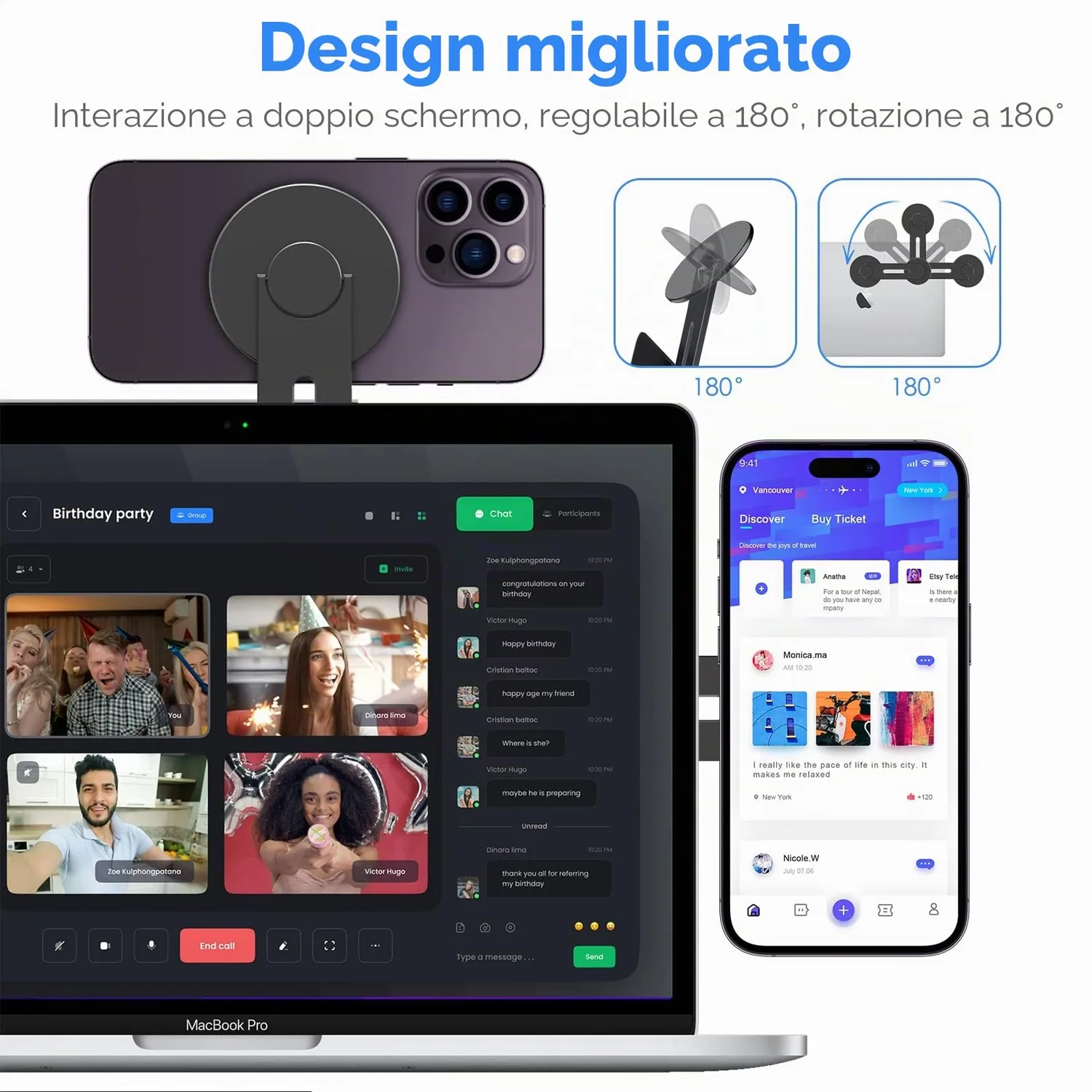 CloudValley supporto magnetico telefono laptop nero sottile
