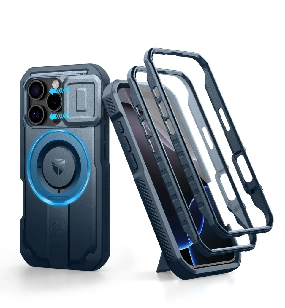 Dexnor iPhone 16 Pro cover blu copri-fotocamera MagSafe