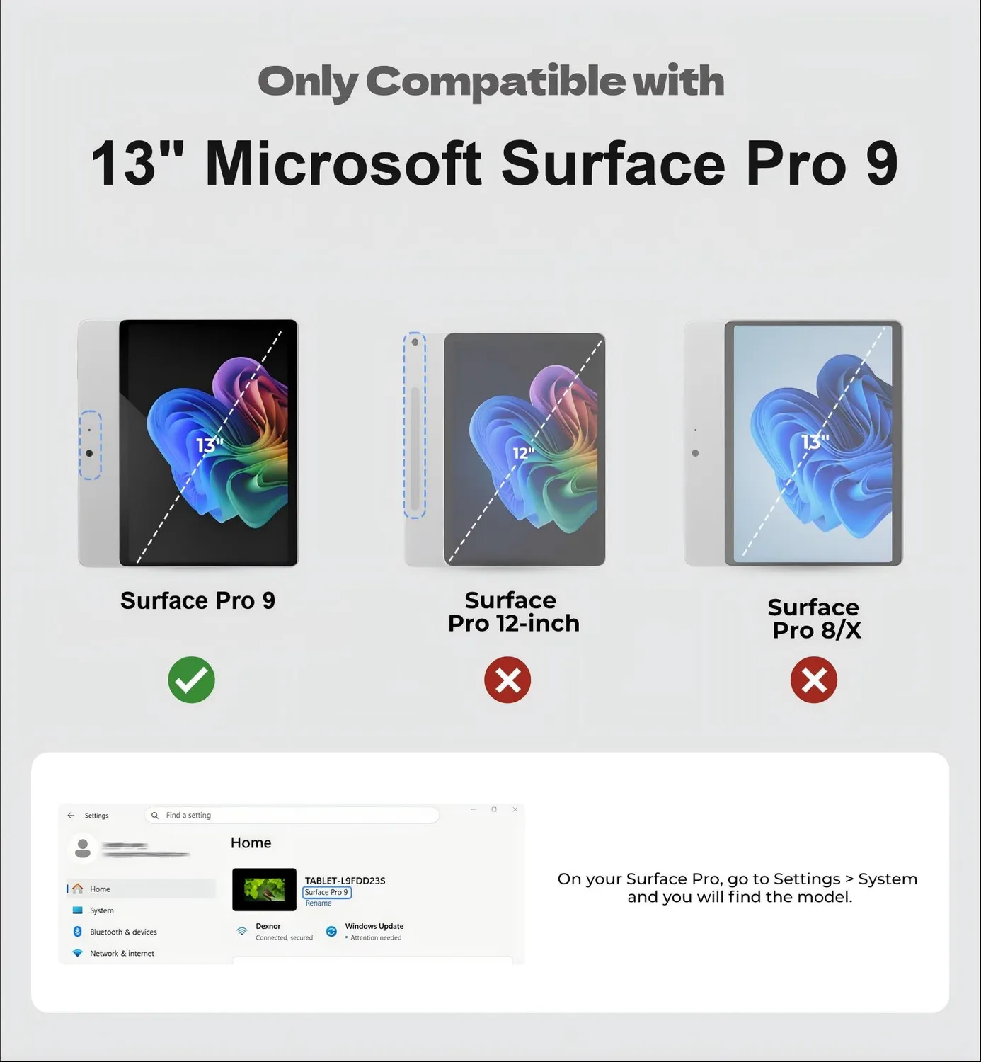 Dexnor Surface Pro 9 13 custodia tablet nera rugged antiurto