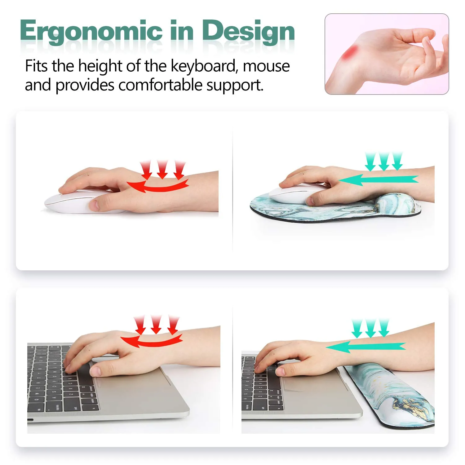 MoKo Mouse Pad Poggiapolso Marmo Verde Ergonomico