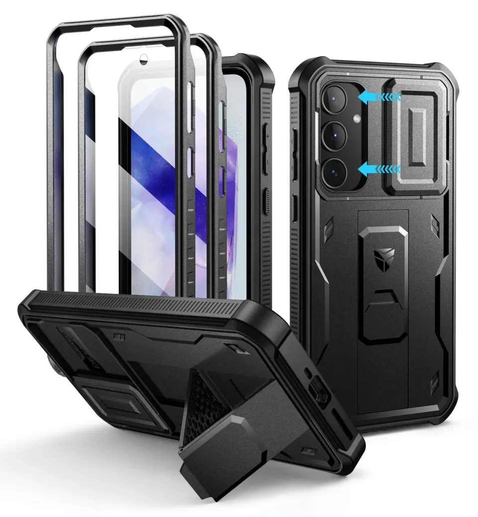Dexnor Galaxy A55 5G custodia nera antiurto kickstand