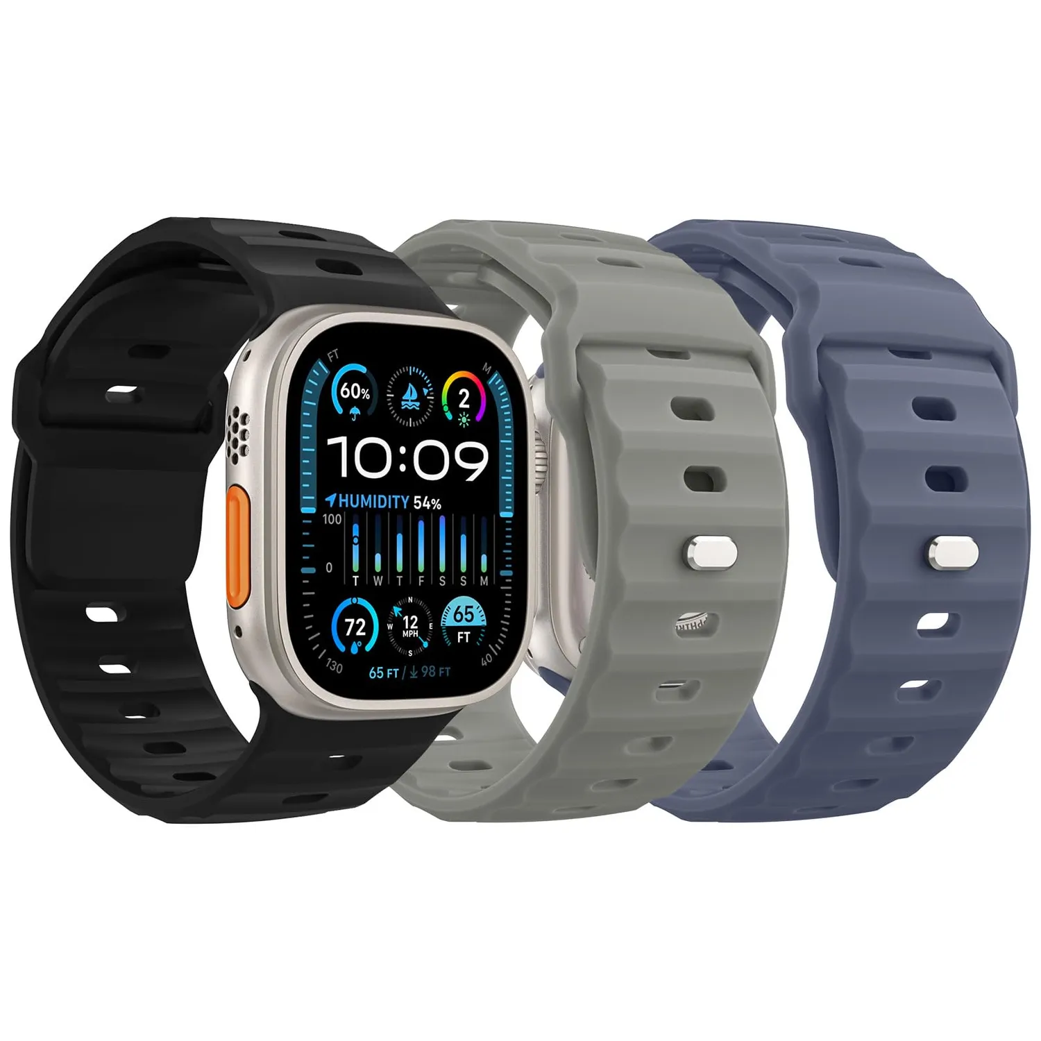 MoKo Cinturino Ocean Apple Watch 42/44/45/46/49mm Nero silicone