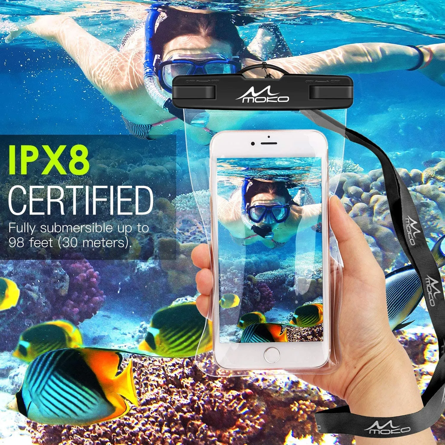MoKo custodia impermeabile telefono IPX8 trasparente 3 pezzi