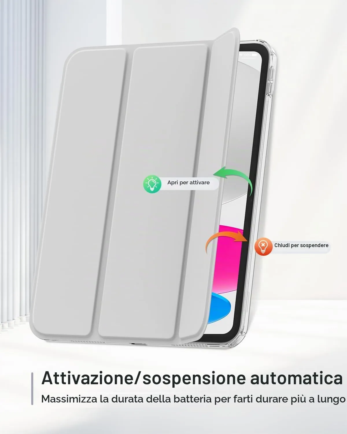 MoKo Cover iPad A16 11/10 Gen 11/10.9" Argento Trasparente