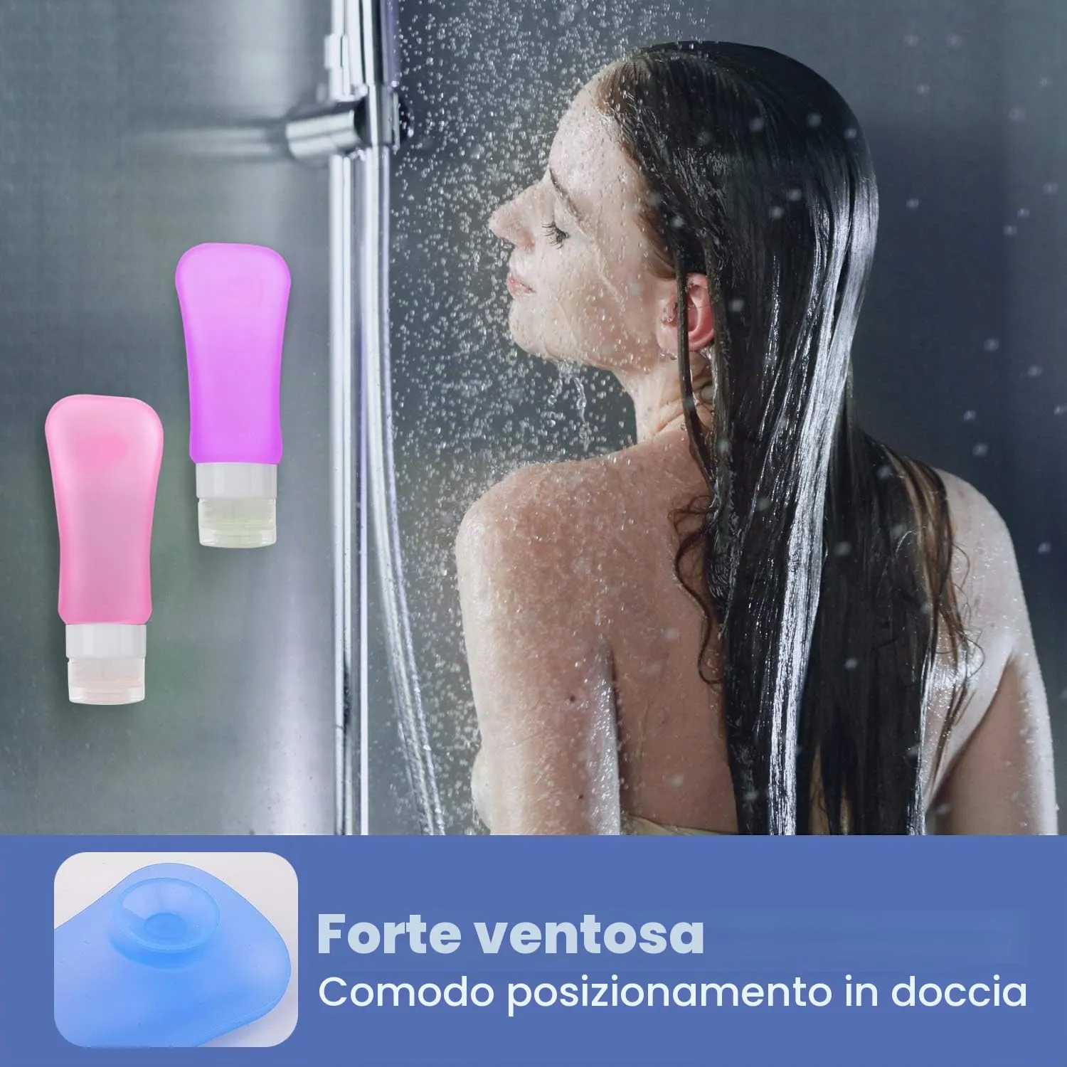 MoKo Bottiglie Viaggio Silicone 4x89ml Multicolore Spremibili