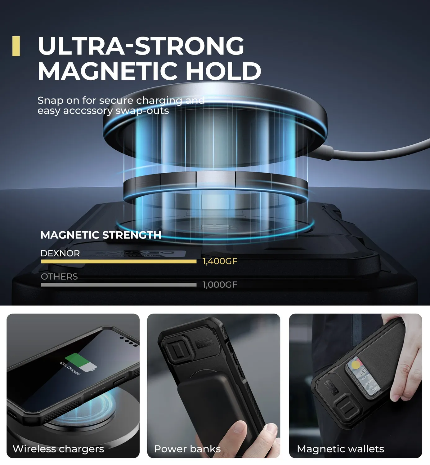 Dexnor per iPhone 14 cover privacy nera con stand