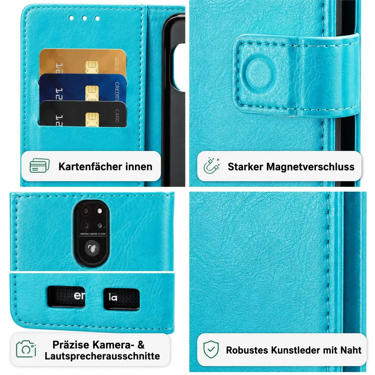 caseroxx Bookstyle Emporia Smart 5 Mini Custodia Azzurro Chiaro