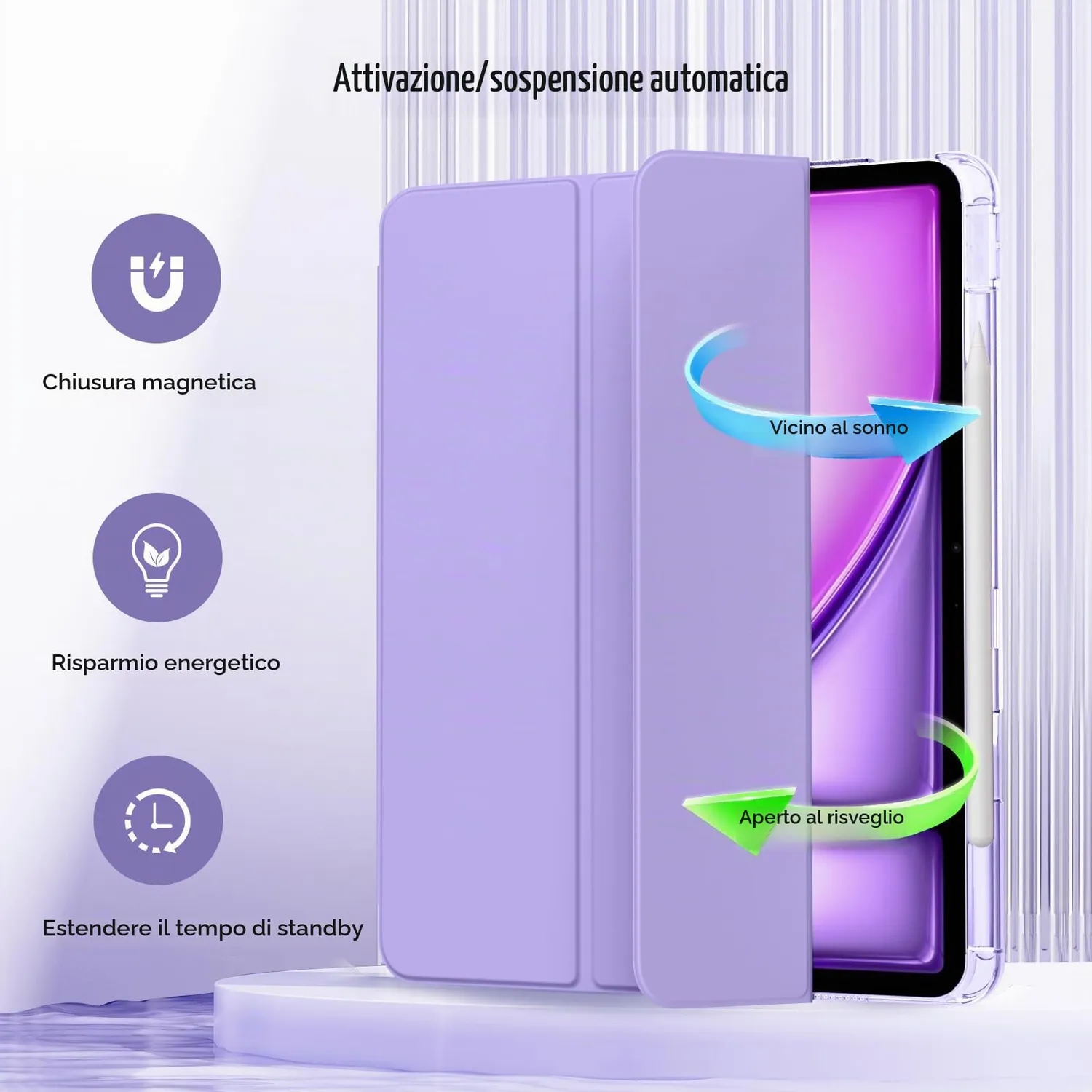 MoKo iPad Air 13 M4/M3/M2 custodia lilla con portapenna