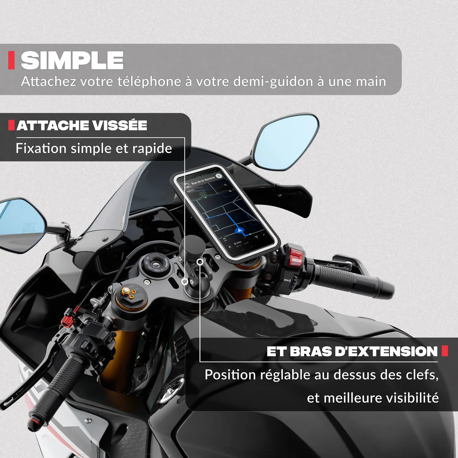 Shapeheart Mini Boost Supporto Telefono Moto Sterzo XL Antivibrazioni