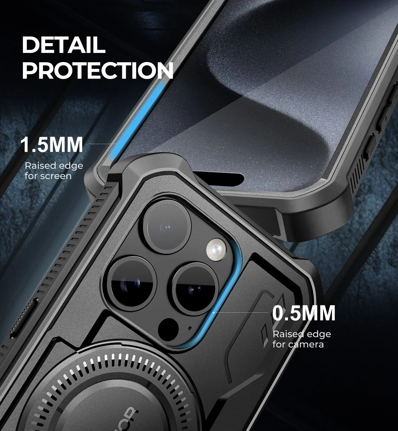Dexnor iPhone 15 Pro cover antishock nera MagSafe kickstand