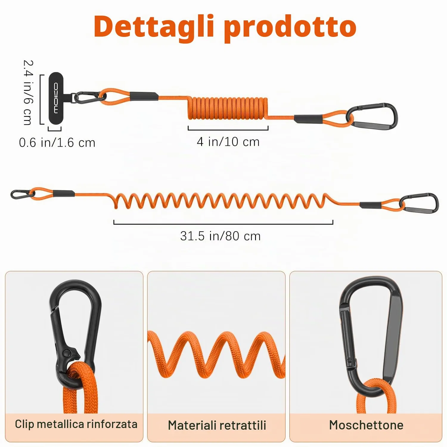 MoKo Laccio Cellulare Elastico Arancione Antifurto