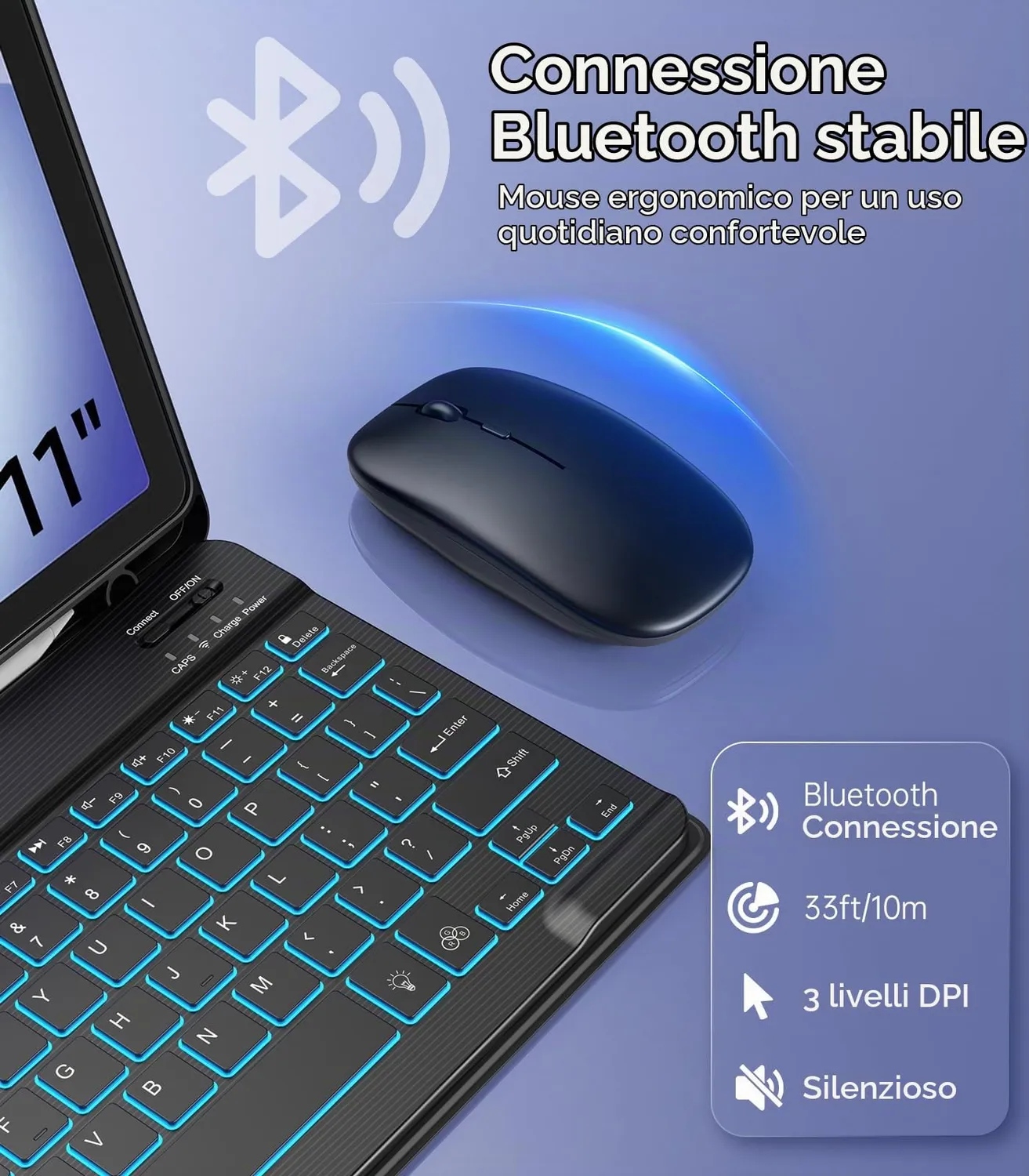 MoKo Custodia Tastiera Galaxy Tab A11+ A9+ 11 Nero QWERTY