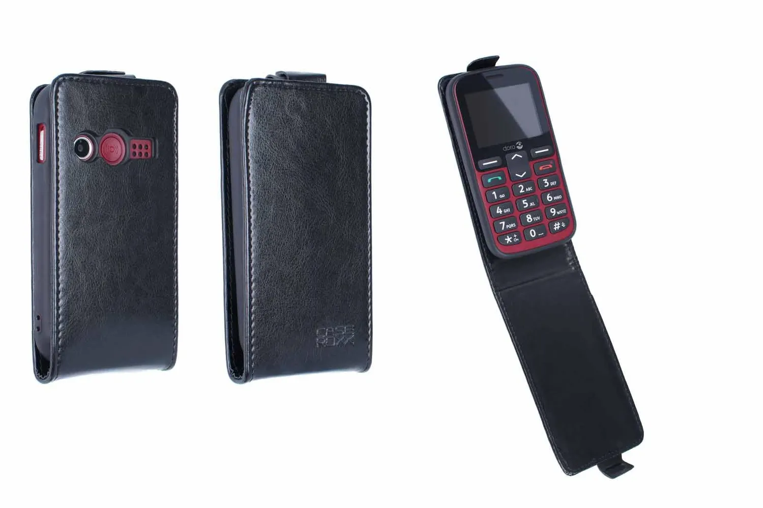 caseroxx Doro 1380 1381 flip cover nera magnetica
