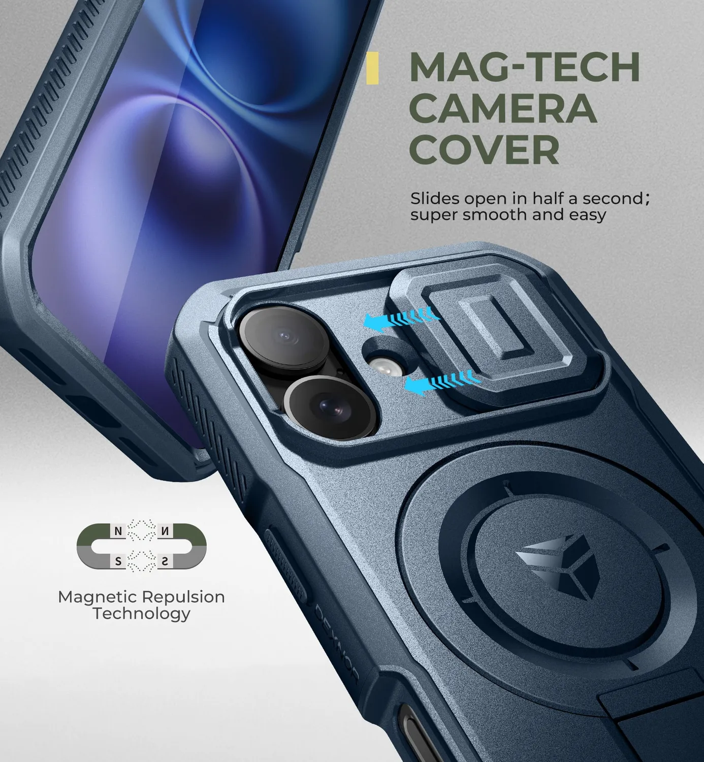 Dexnor iPhone 16 custodia MagSafe blu antishock