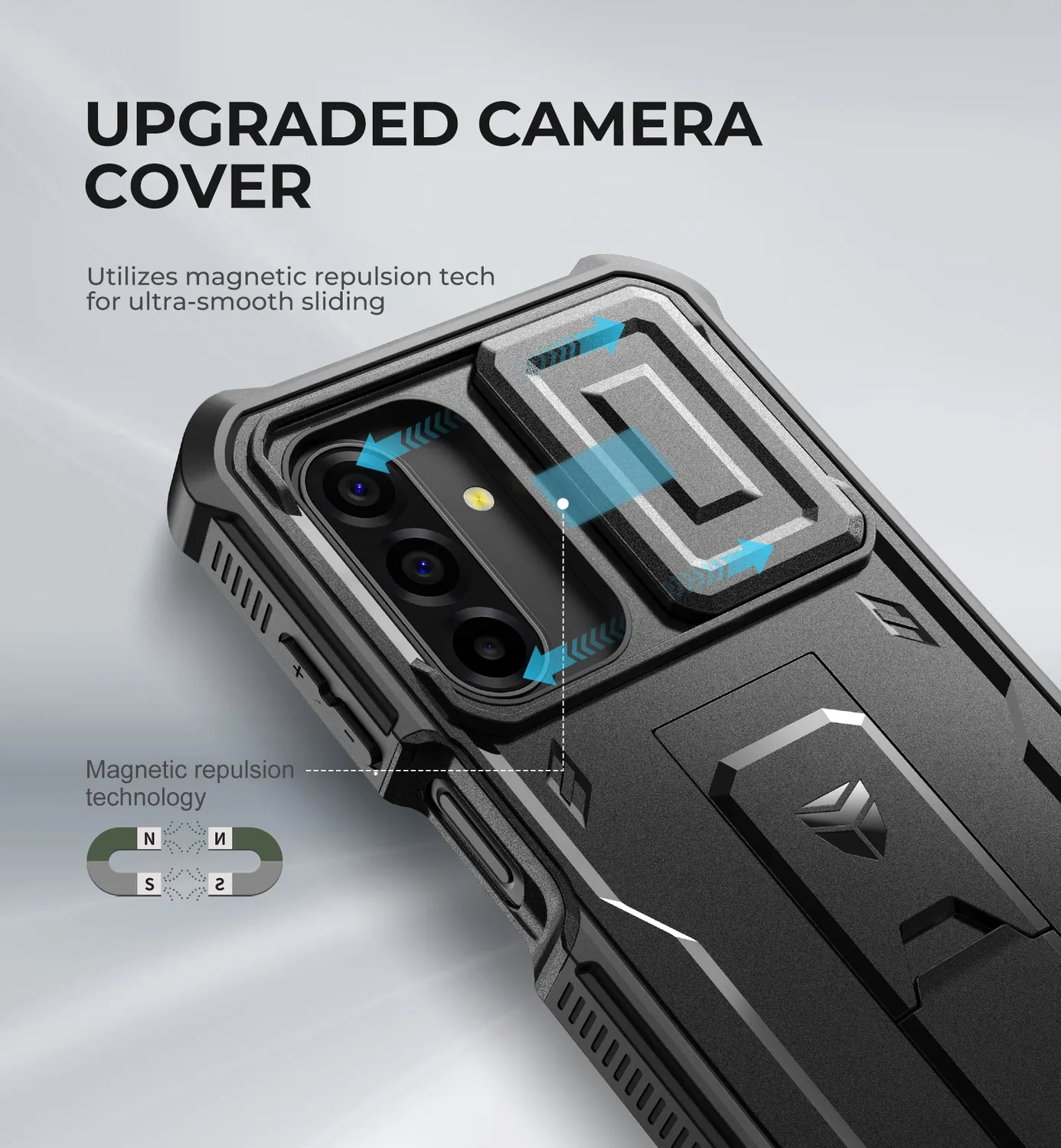 Dexnor cover Galaxy A17 5G nera con coprilente e stand