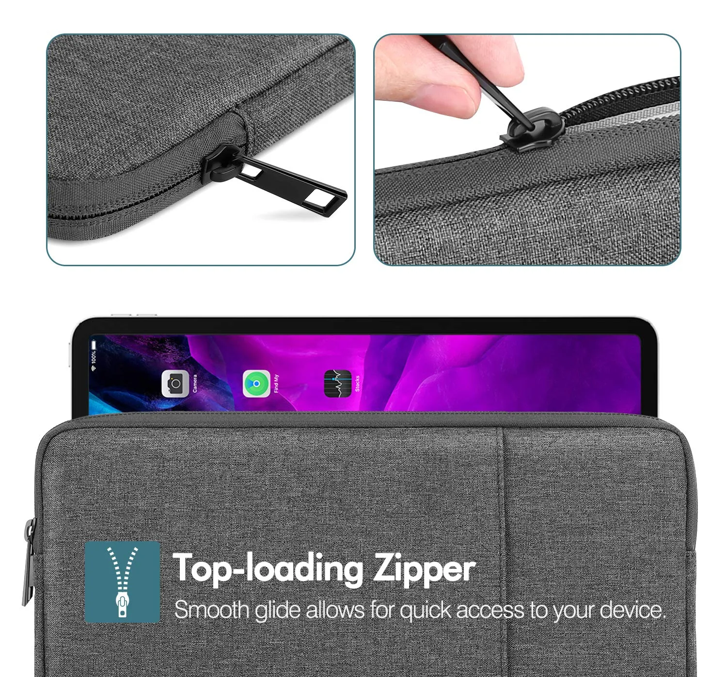 MoKo Custodia Tablet 9-11 Pollici Grigio Scuro Zip