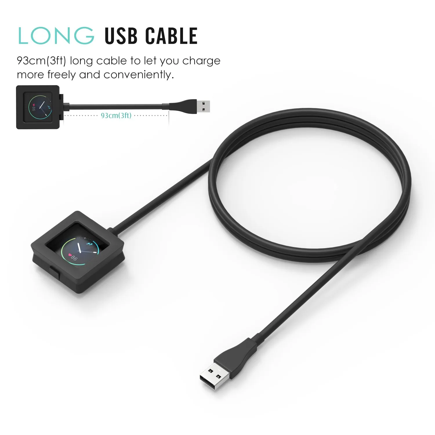 MoKo Fitbit Blaze dock ricarica USB 93 cm nero