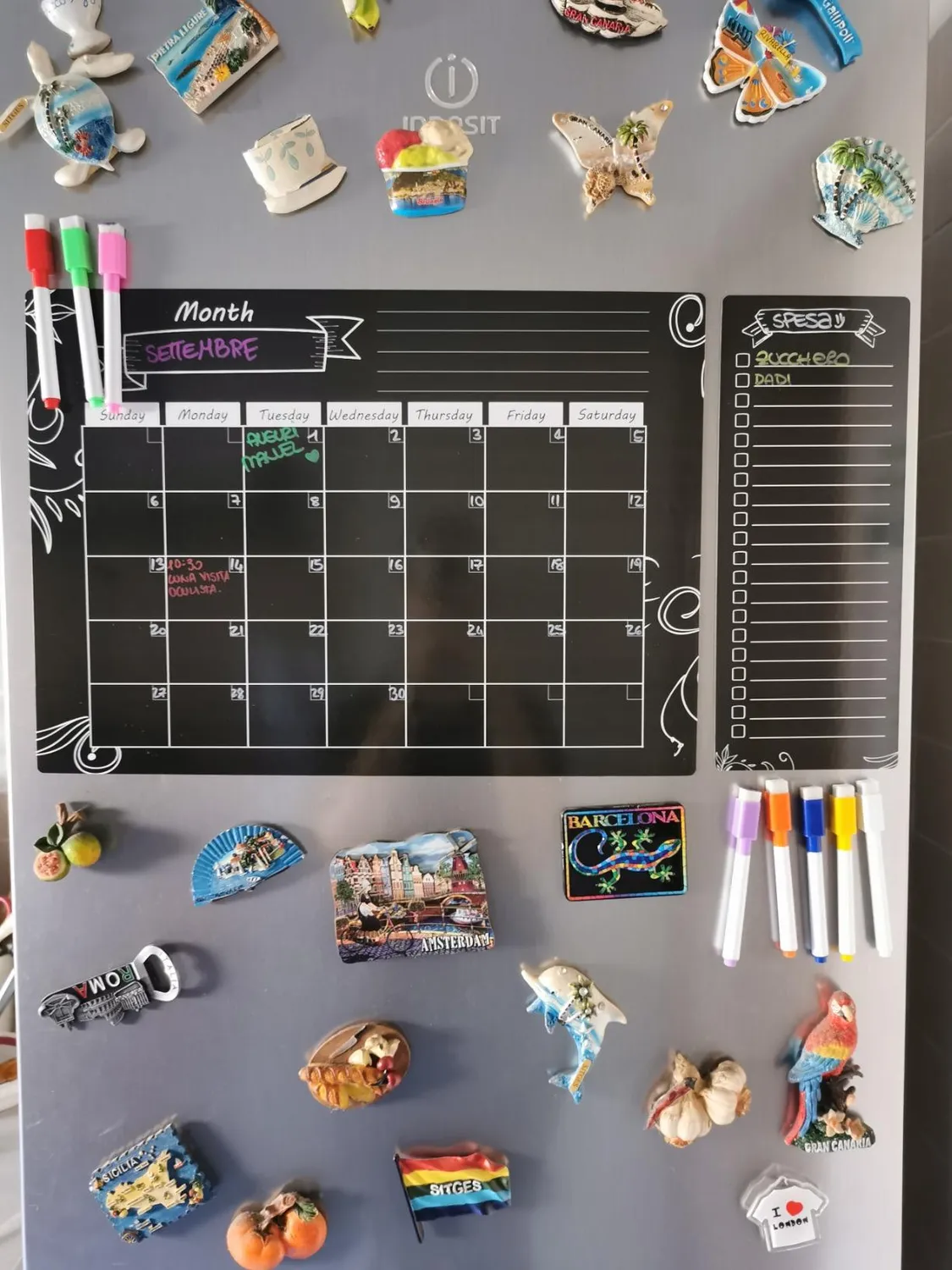 MoKo Calendario Magnetico Frigo Nero Mensile Riutilizzabile