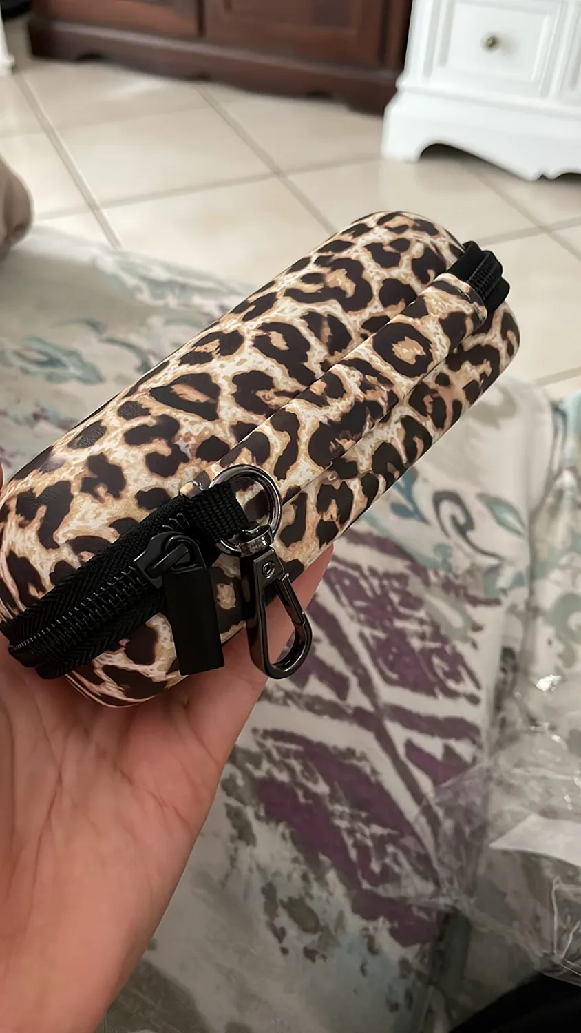 MoKo Custodia Occhiali Pelle con Zip Leopardo Universale