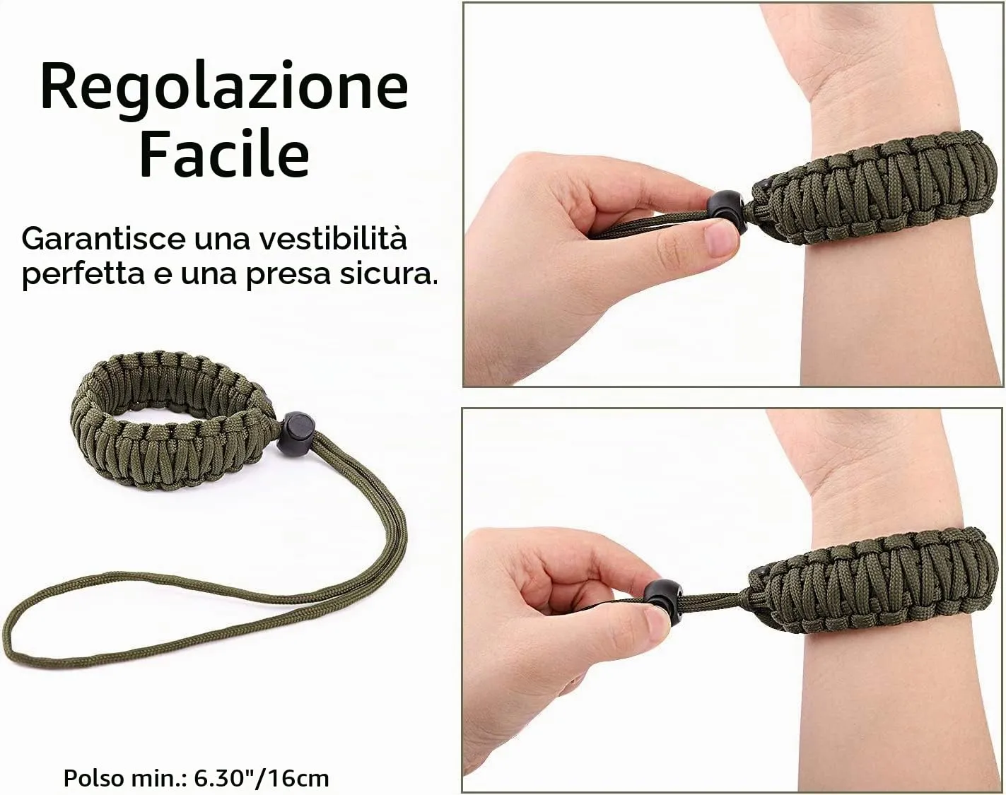 MoKo Cinturino Polso Fotocamera Reflex Nero Verde cotone