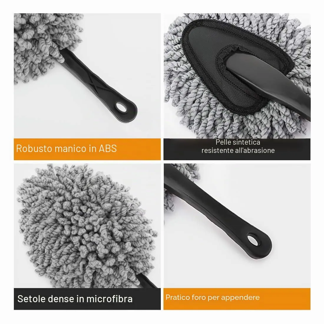 MoKo spazzole microfibra auto interni 2 pezzi morbide