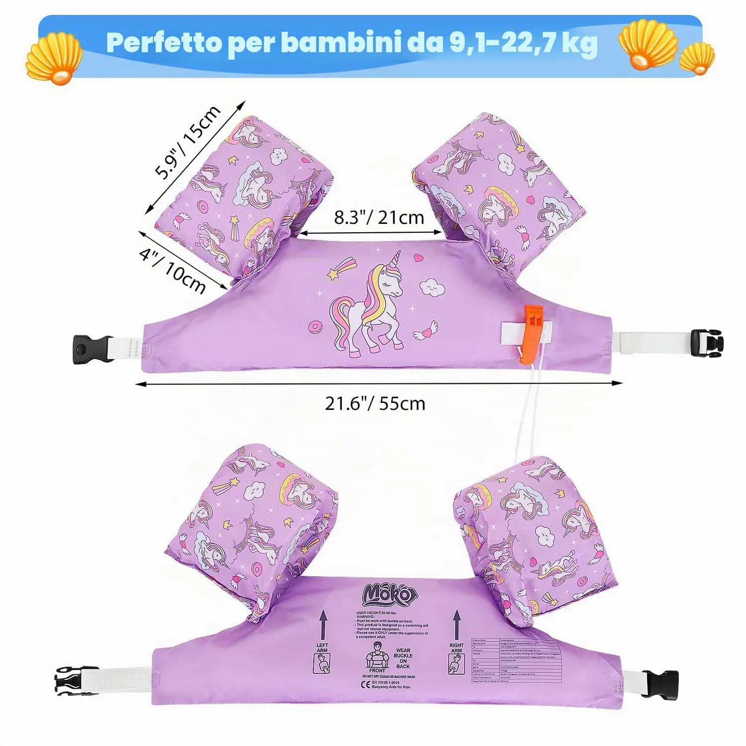 MoKo Fascia da Braccio Nuoto Bambini con Ali Galleggianti