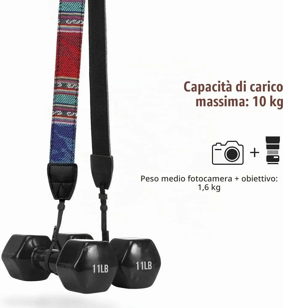 MoKo Bohemia Tracolla Fotocamera Blu Cotone Canvas