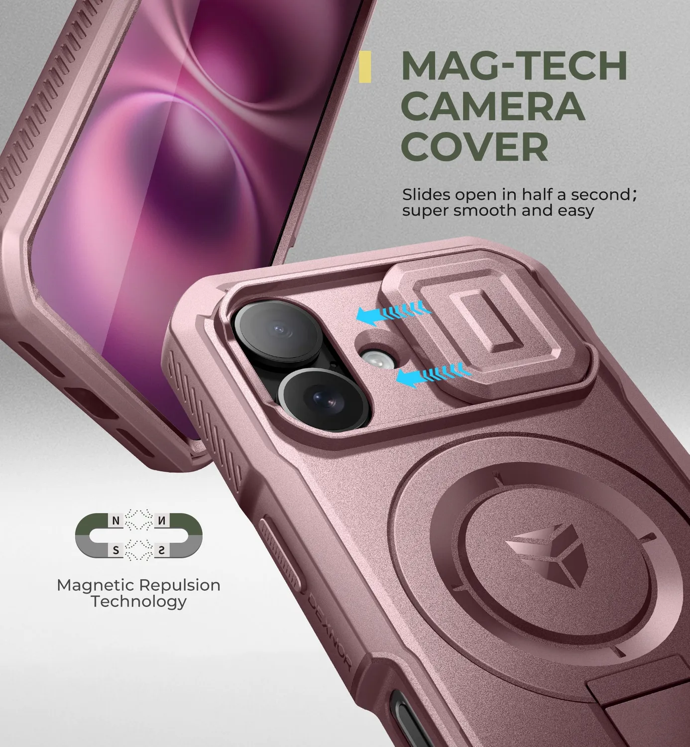 Dexnor cover iPhone 16 rosa MagSafe con stand