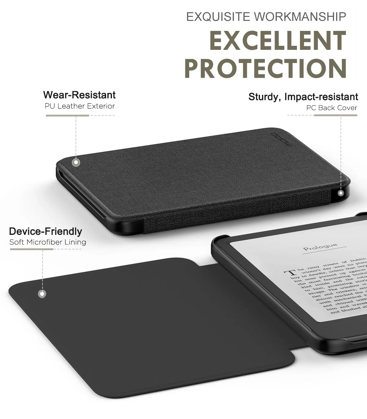 MoKo Kindle Basic 6 12ª Gen cover denim nero sottile