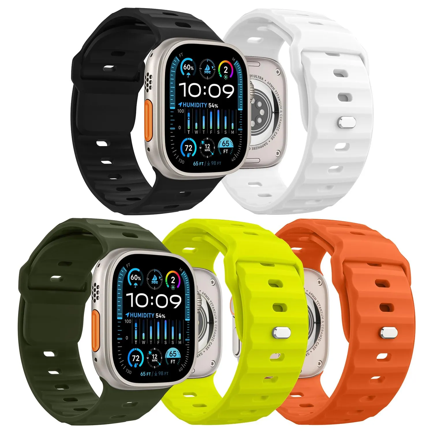 MoKo Cinturino Ocean Apple Watch 42/44/45/46/49mm Nero silicone