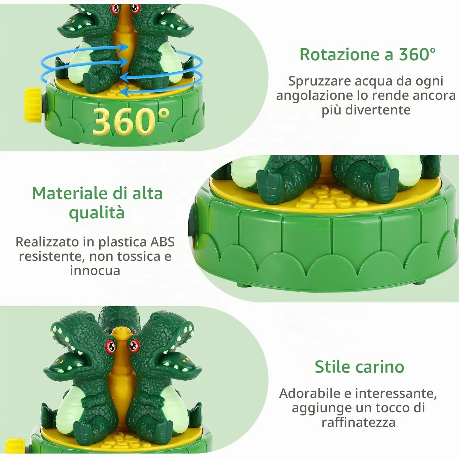 MoKo Dinosauro Verde Rotante spruzzatore acqua bambini giardino